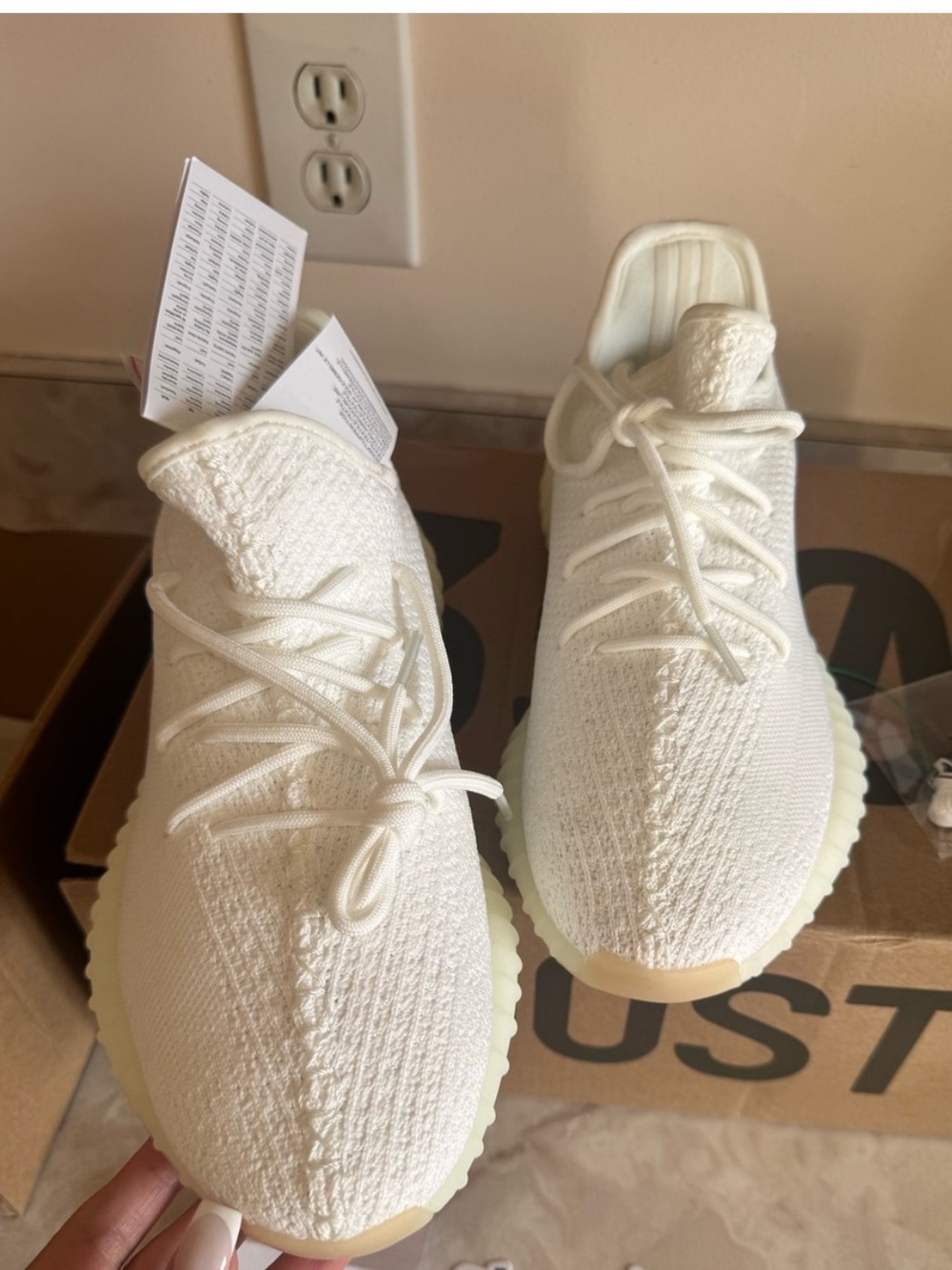 Yeezy Cream White Knit Sneakers